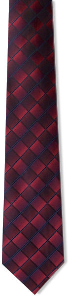 An extra long polyester tie with red and dark red squares