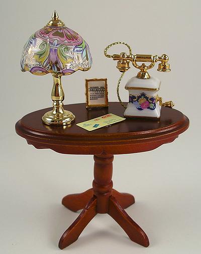 Reutter Porcelain Walnut Side Table Tiffany Lamp