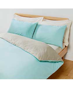 Unbranded Reversible Duck Egg and Linen King Size Bed Duvet Set