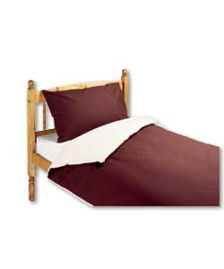 Reversible Plain Dyed Single Duvet Cover Set - Choc/Stone