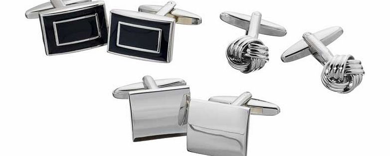 Unbranded Rhodium Plated Cufflinks - Set of 3