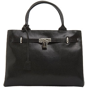 Leather bag with magnetic fastener, double handles