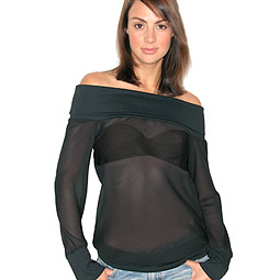 Ribbed Neck Off The Shoulder Top