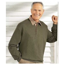 Soft handle ribbed Rugby shirt with corduroy collar and welted waistband. Machine washable. Cotton. 