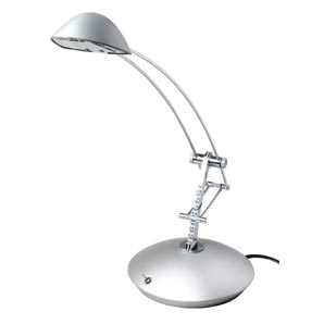 halogen ratchet style desk lamp in silver-coloured finish