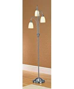 Brushed nickel finish with opal glass shades.Height 161cm.Shade diameter 10.2cm.Foot