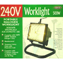 Portable Halogen work light specifically designed for domestic use Complete with 500w tungsten