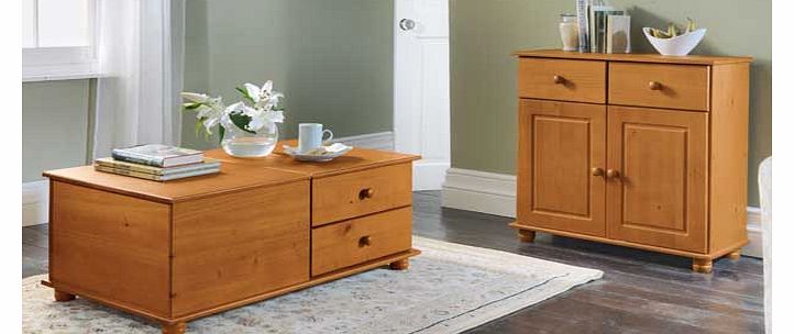 This Rio sideboard fits in perfectly with a classic style room. Made from solid pine with a traditional antique stain in rich warm tones and solid pine feet. This sideboard offers 2 doors and 2 drawers. giving you a variety of storage space for your 