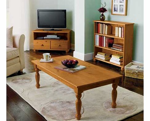 The Rio corner TV unit looks lovely in a classic living room. Made from solid pine with a traditional antique stain in rich warm tones. and solid pine feet. It offers a range of storage space. perfect for a home entertainment system. Part of the Rio 