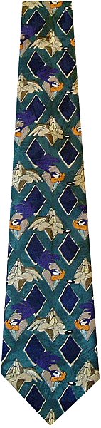 A teal tie featuring the faces of Road Runner and Wile E