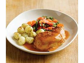Roast chicken in tasty gravy, with parisienne potatoes, peppers, carrots, peas, green beans and sweetcorn. Please note that our dishes for Ethnic Diets are stocked to order, so please order 14 days before you require delivery. Thank you.