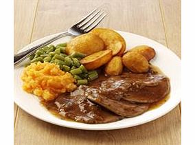 Succulent roast lamb in a minty gravy. Served with roast potatoes, mashed carrot and swede and green beans.