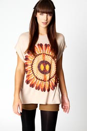 Unbranded Robyn Indian Feather Print T-Shirt
