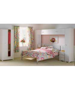 Size (H)197.6, (W)297.6, (D)49.6cm. Fits 4ft 6in bed with bedside chests (king size without).White f
