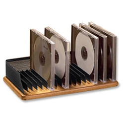 Rolodex CD Holder Wood and Punched Metal Cherry