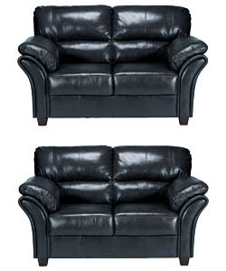 Unbranded Romano Regular and Regular Leather Sofa - Black
