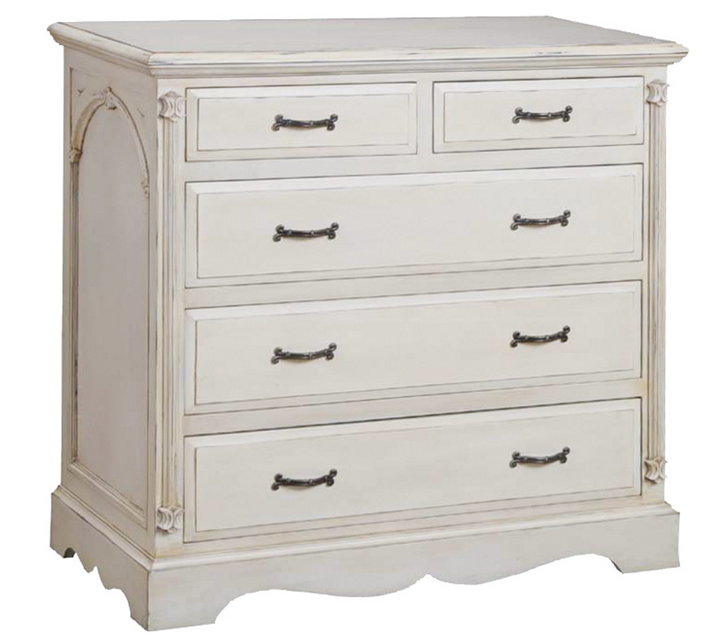 Unbranded Romantic French style ivory 5 drawer chest