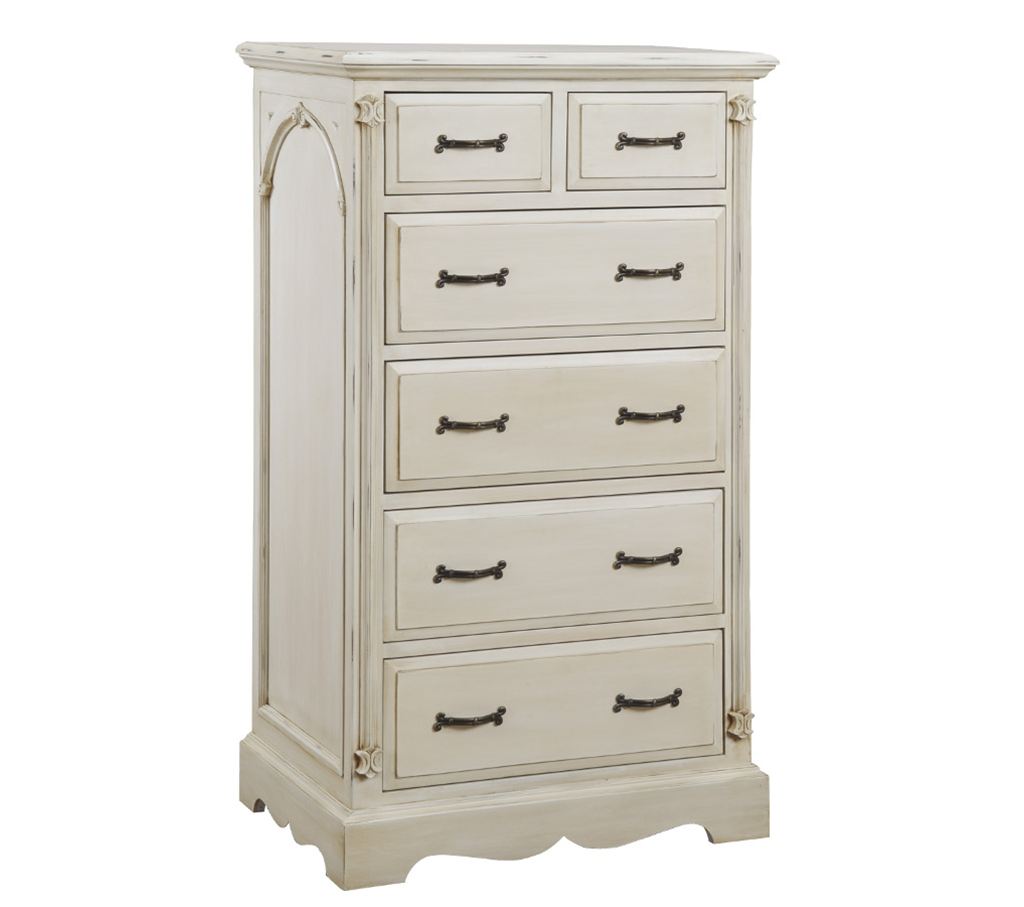 Unbranded Romantic French style ivory 6 drawer chest