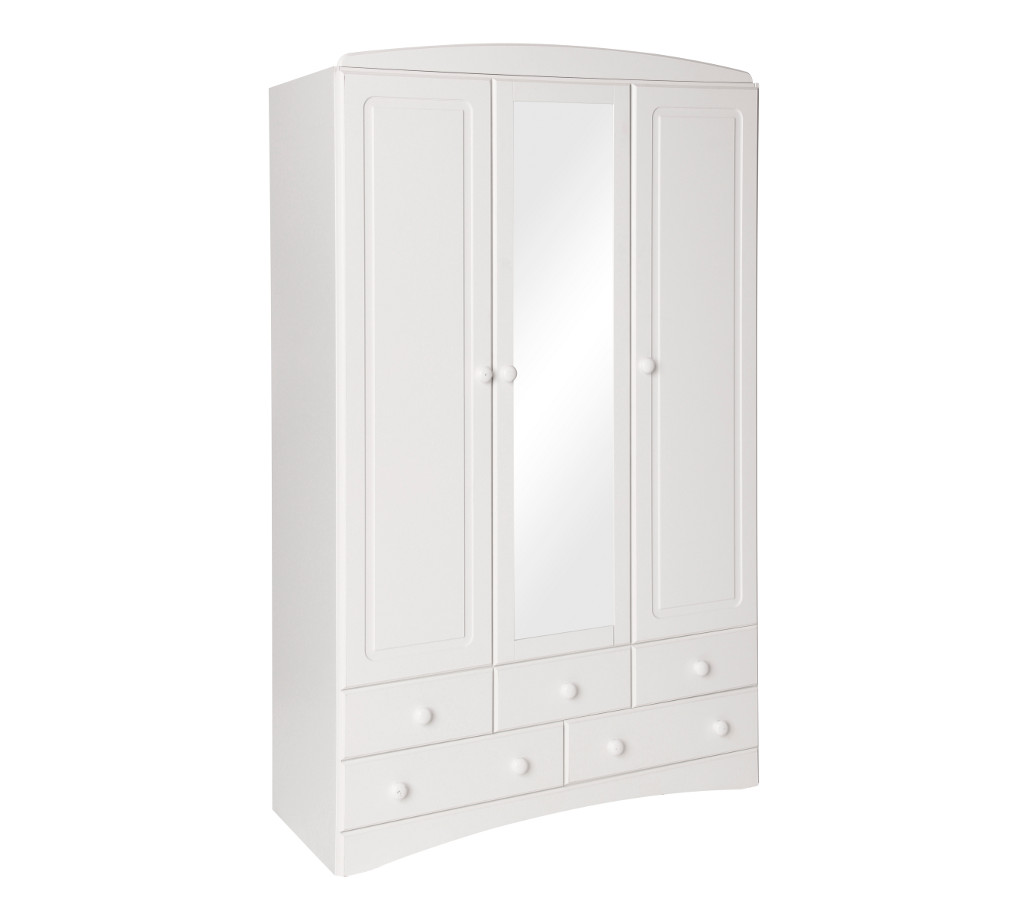 Unbranded room4 Scandi white 3 door 5 drawer wardrobe with