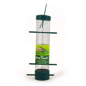 Hanging wire bird feeder for small wild birds in your garden. Easy to fill and maintain  with rust r