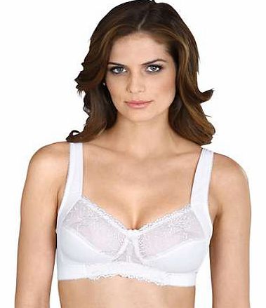 Soft cup bra with tulle lace on the 2 section cups and on the centre panel. Features lined, supportive straps for added comfort. Rosalie Bra Features: Soft cup Washable 78% Polyamide, 11% Polyester, 11% Elastane