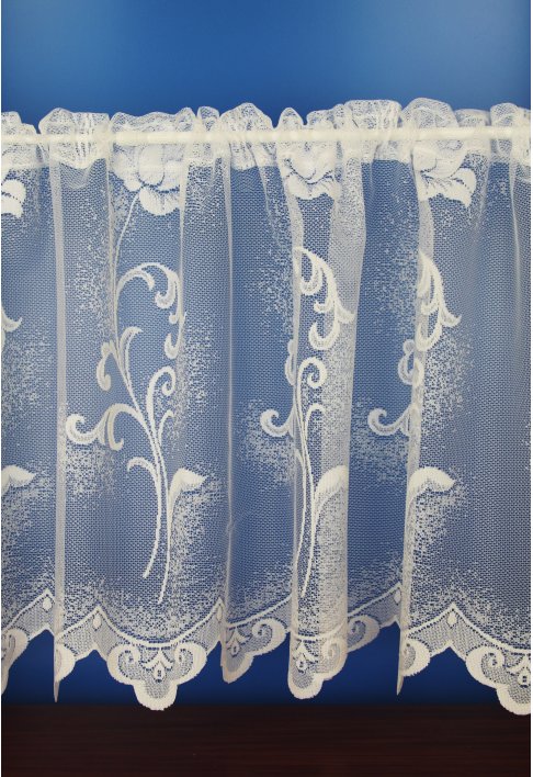 Unbranded Rose White Floral Cafe Net Curtains