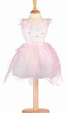 This winged fairy dress is made with a soft white velour bodice. with a pretty skirt made up of layers of pink shimmer and net. The dress includes detachable wings and the bodice is embellished with pretty pink satin roses. Suitable for height 86 to 