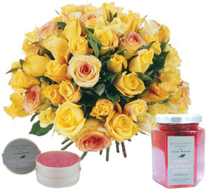 Roses and candies yellow 25 roses