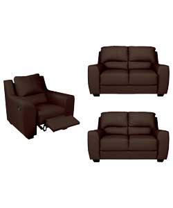 Unbranded Rossano 2 Regular Sofas and a Recliner Chair - Chocolate
