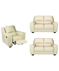 Unbranded Rossano 2 Regular Sofas and a Recliner Chair - Ivory