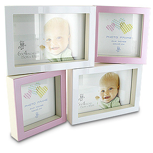 Unbranded Rotating Sections White and Pink Four Photo Frame