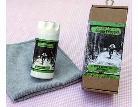 Rough Enough Gift Set > Lemon and Bog Myrtle Body Wash with splash clothThe ultimate body wash gift set for a rough and tough man, great for cleaning off the mud after a hard ride on the mountain bike.The set includes a bottle of Lemon and Bog Myrtle