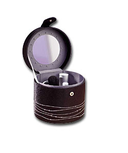 Round Black Cosmetic Box - With embroidery design