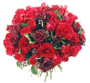 Round bouquet red 18 roses