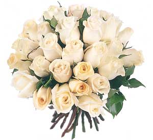 Round bouquet white 25 roses