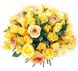 Round bouquet yellow 18 roses