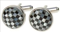 Unbranded Round Chequers Cufflinks by Simon Carter