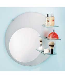 Round Mirror with 3 Glass Shelves