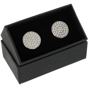 This pair of crystal and chrome round cufflinks are a beautiful gift for him whatever the occasion.B