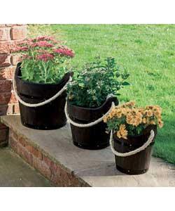 Round Wooden Barrel Planters