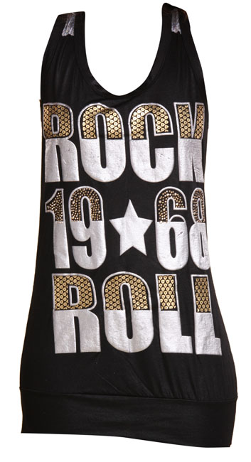 Unbranded Roxi Rock N Roll Slogan T-Shirts with Sequined