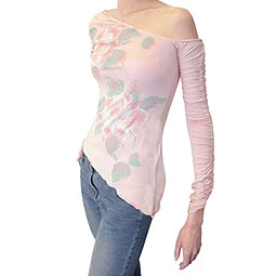 Ruched Sleeve Print Top