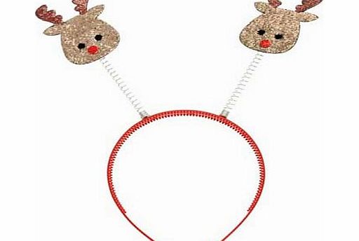 Get festive with this novelty wobbly bobber head band complete with either a sparkly Rudolph head. silver stars or sparkly snowmen antlers. universal fit for all the family. This is an assorted line. customers receive one design only. Design may vary