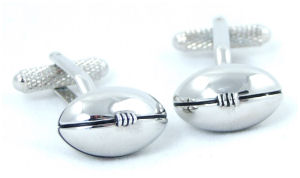 These silver rugby ball cufflinks are great for rugby fans and players.