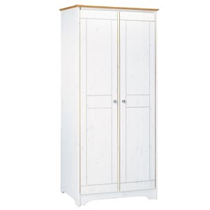 A country-style 2-door wardrobe in solid pine, wit