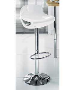 White and chrome finish.Swivel chair with height adjustment.Size (W)38, (D)42cm.Seat diameter 38cm.H