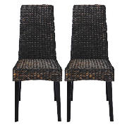 Unbranded Saigon Pair of Hayacinth Weave Chairs, Dark Finish