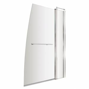 Unbranded Sail Bath Shower Screen with Fixed Panel and Rail