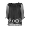 This versatile loose fit top with chiffon layer and square neck is a wardrobe must. Combining border