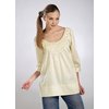 Loose fit, smock top with stone detail front and three-quarter sleeves. Washable. Cotton. Length app